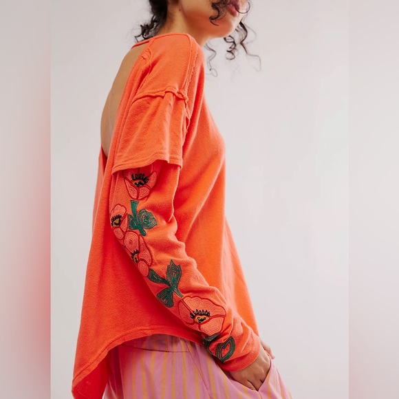 NWOT Free People Not Your Poppys Long Sleeve Tee - Picture 3 of 7